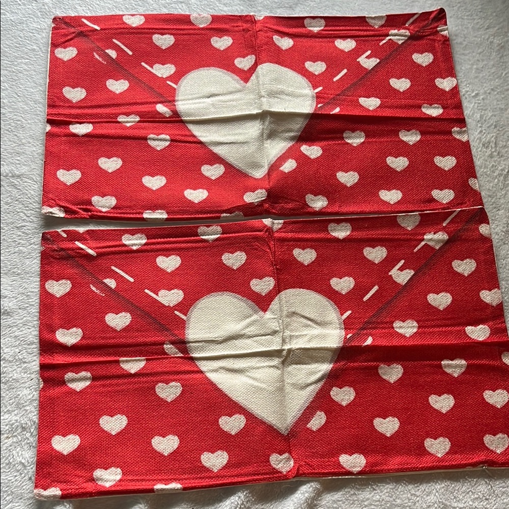 Red Heart Pattern Pillow Covers